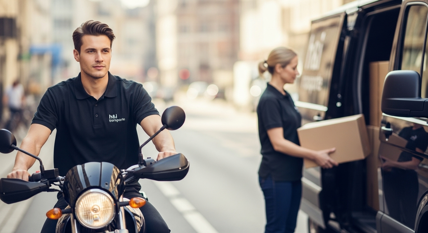 Kurierfahrer liefert Paket aus